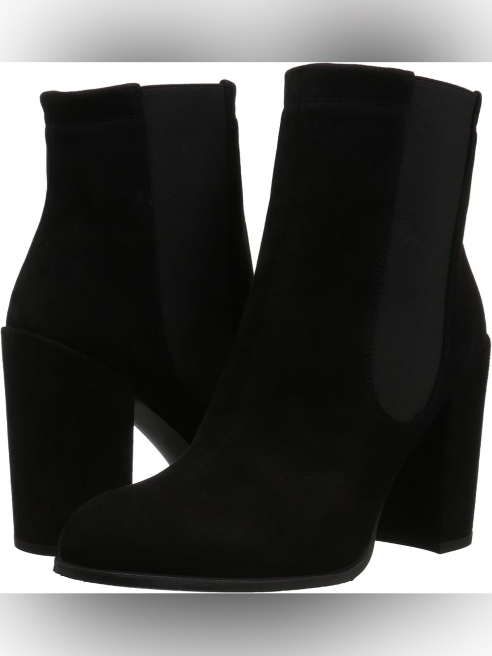 Stuart Weitzman Black Fabrizia Suede Block Heel Chelsea Booties